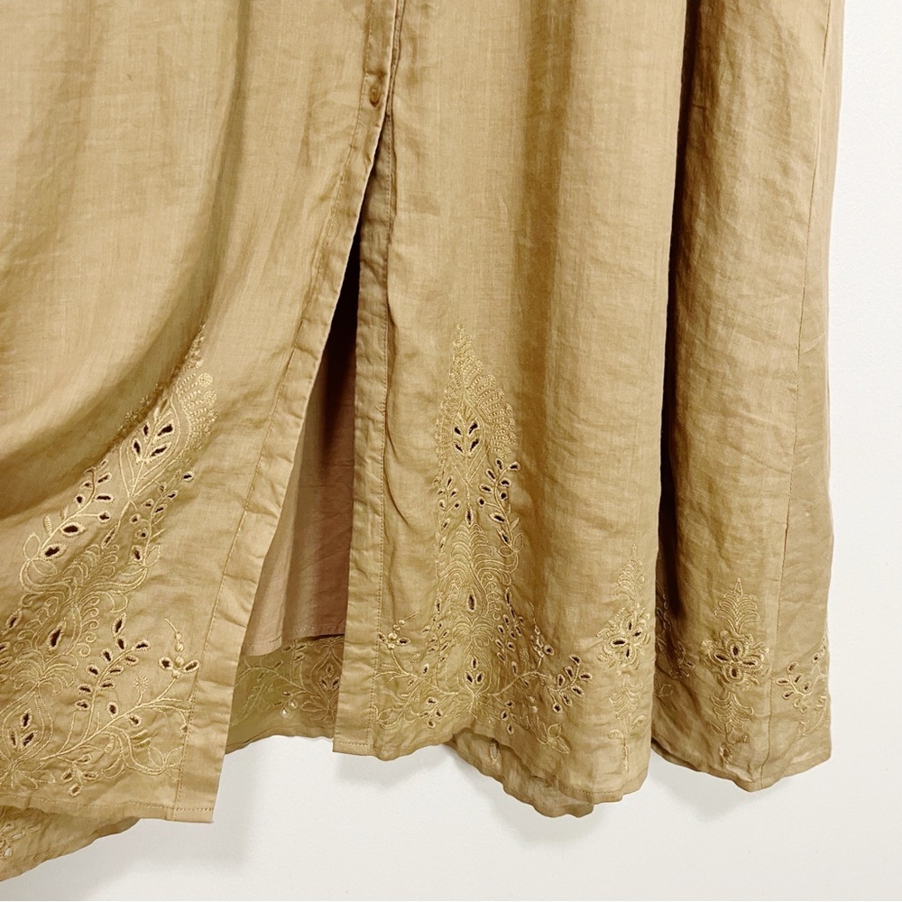 BOGO! Johnny Was Jade Embroidered Eyelet Midi Dress Tan Size Medium - Picture 6 of 10